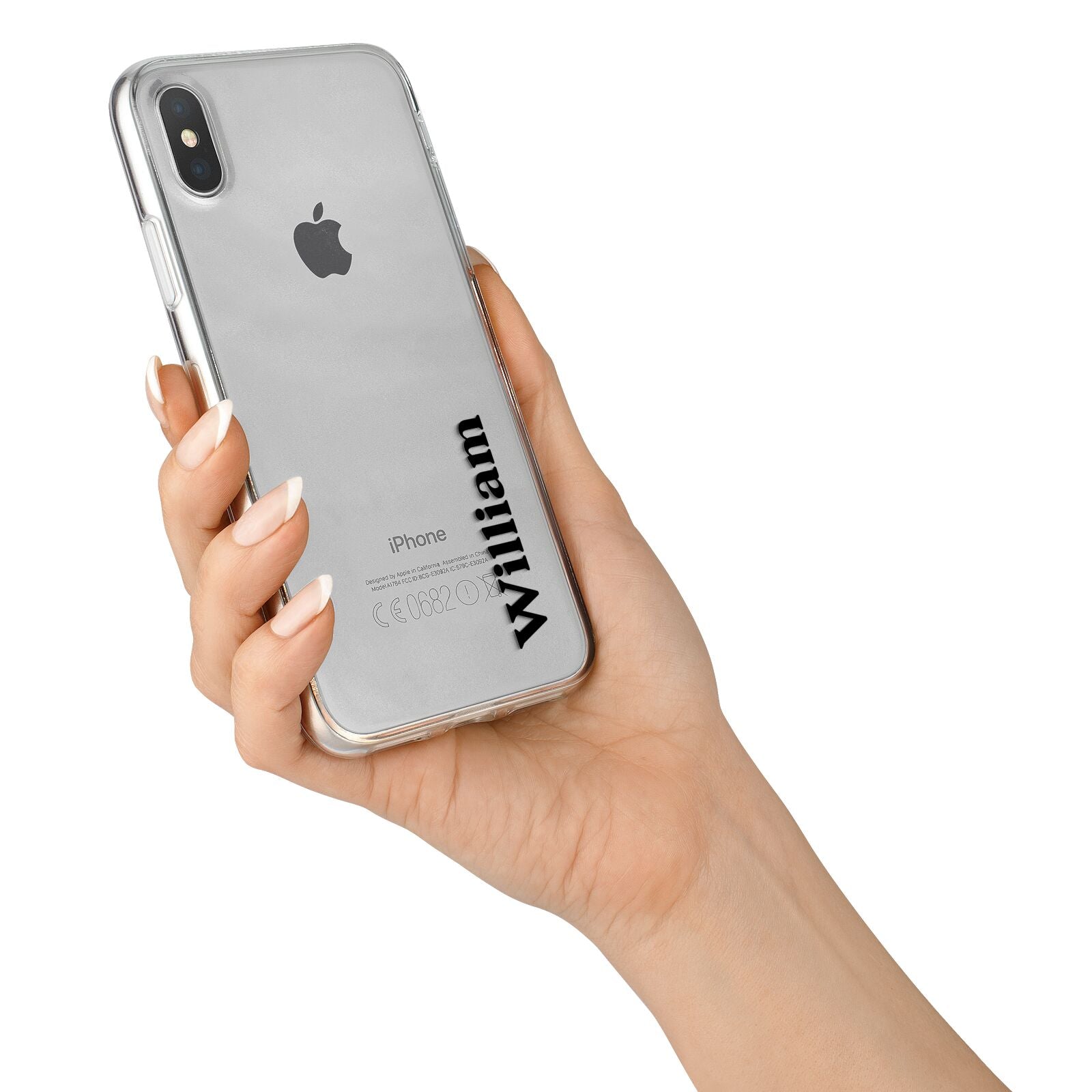 Vertical Name iPhone X Bumper Case on Silver iPhone Alternative Image 2