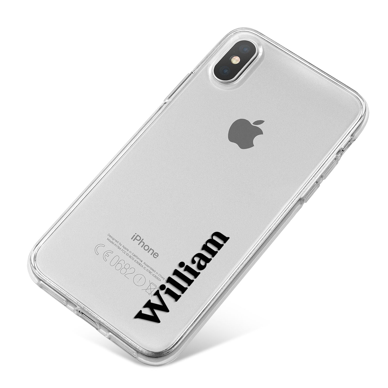 Vertical Name iPhone X Bumper Case on Silver iPhone