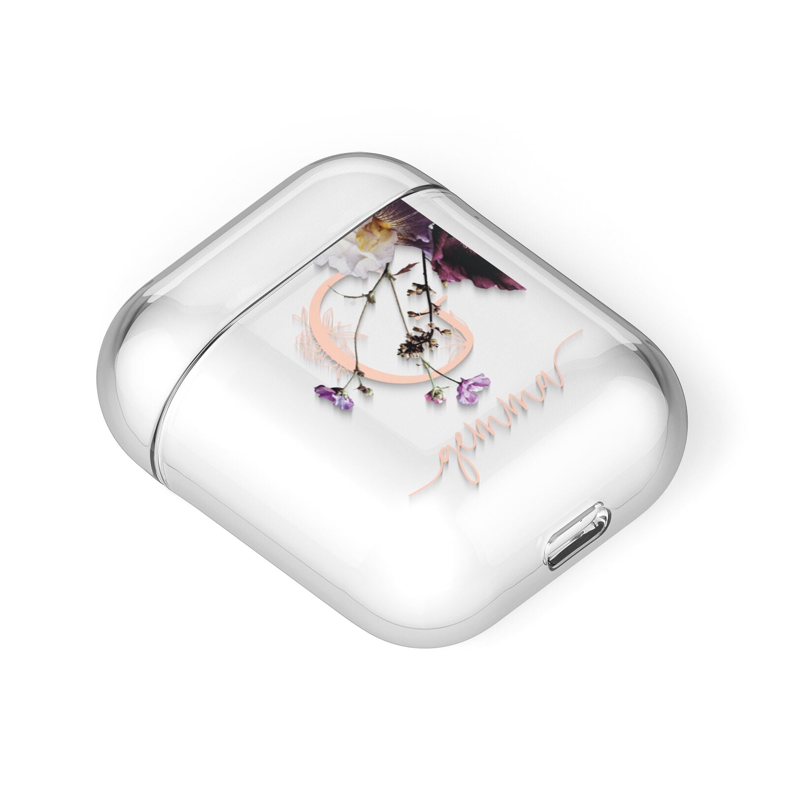 Vintage Floral Personalised AirPods Case Laid Flat