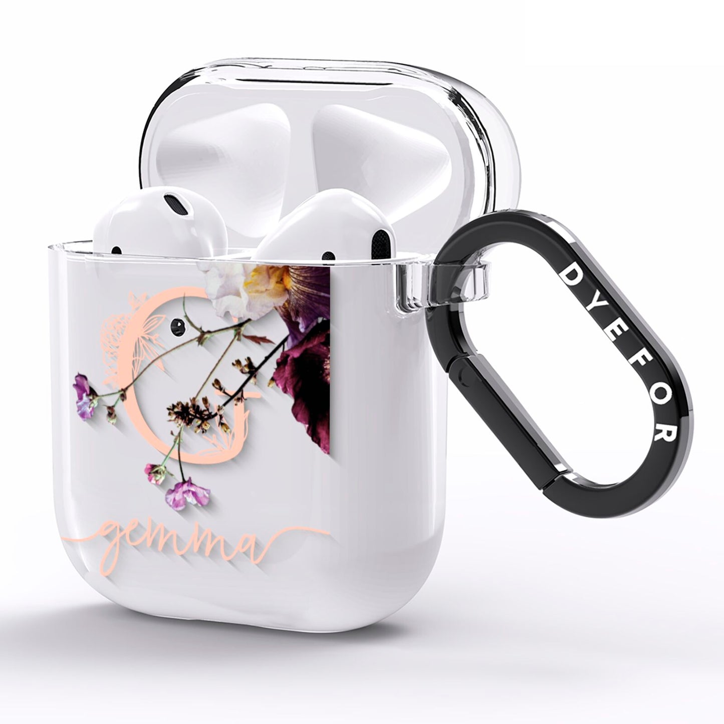 Vintage Floral Personalised AirPods Clear Case Side Image