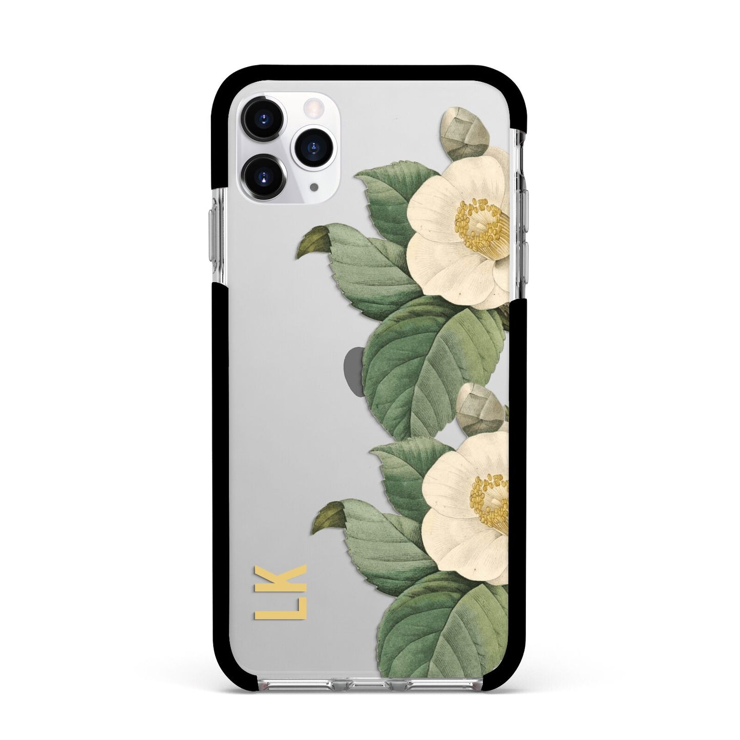 Vintage Flowers Personalised Apple iPhone 11 Pro Max in Silver with Black Impact Case