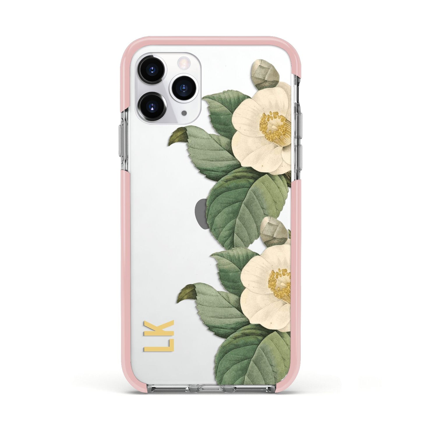 Vintage Flowers Personalised Apple iPhone 11 Pro in Silver with Pink Impact Case