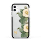 Vintage Flowers Personalised Apple iPhone 11 in White with Black Impact Case