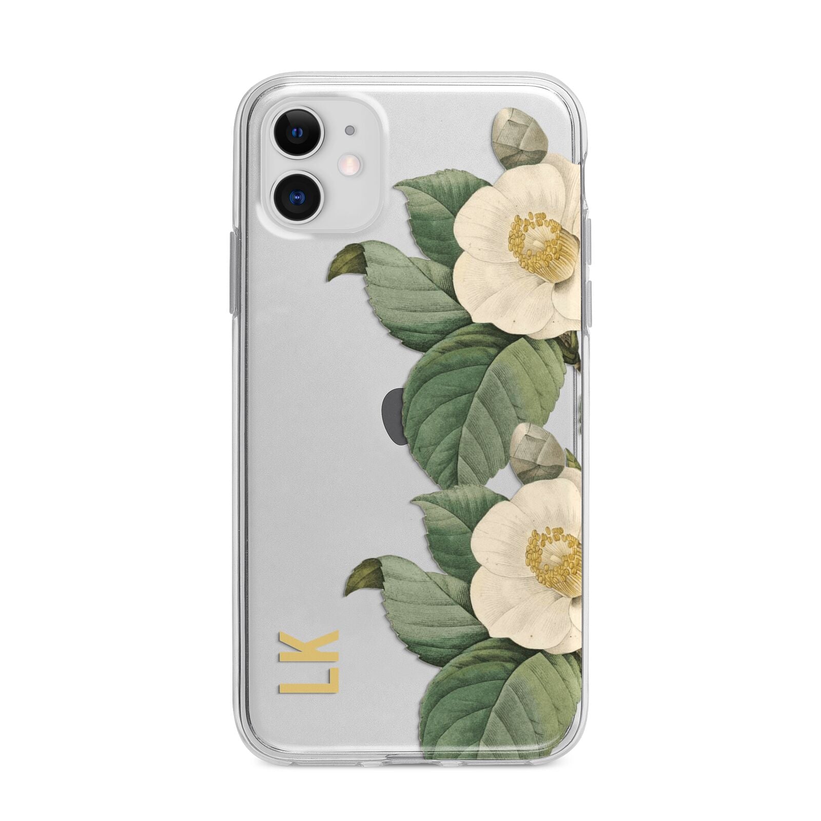 Vintage Flowers Personalised Apple iPhone 11 in White with Bumper Case