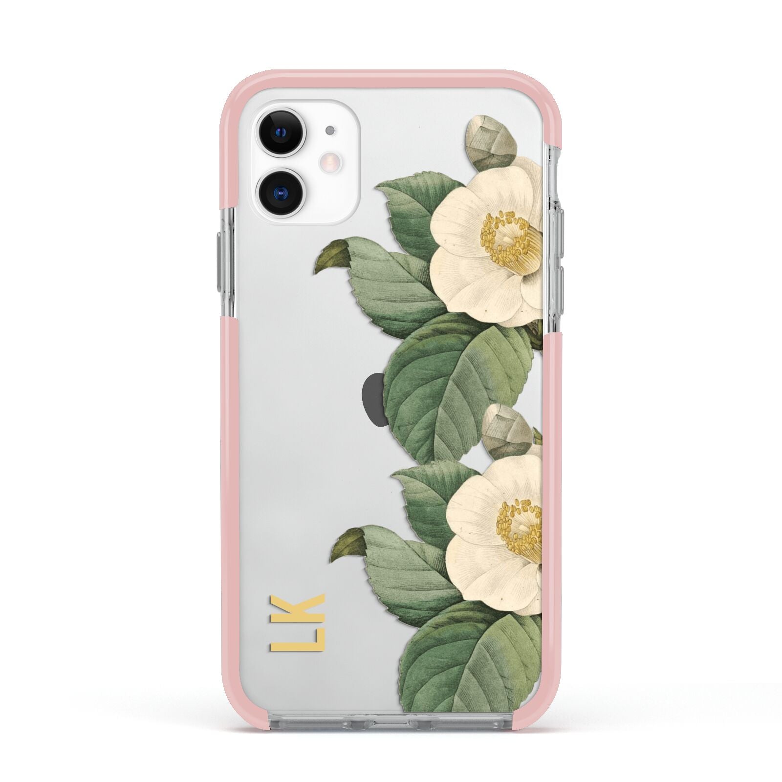 Vintage Flowers Personalised Apple iPhone 11 in White with Pink Impact Case