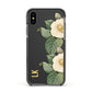 Vintage Flowers Personalised Apple iPhone Xs Impact Case Black Edge on Black Phone