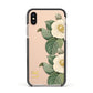 Vintage Flowers Personalised Apple iPhone Xs Impact Case Black Edge on Gold Phone