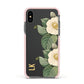 Vintage Flowers Personalised Apple iPhone Xs Impact Case Pink Edge on Black Phone