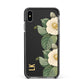 Vintage Flowers Personalised Apple iPhone Xs Max Impact Case Black Edge on Black Phone