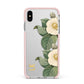 Vintage Flowers Personalised Apple iPhone Xs Max Impact Case Pink Edge on Silver Phone