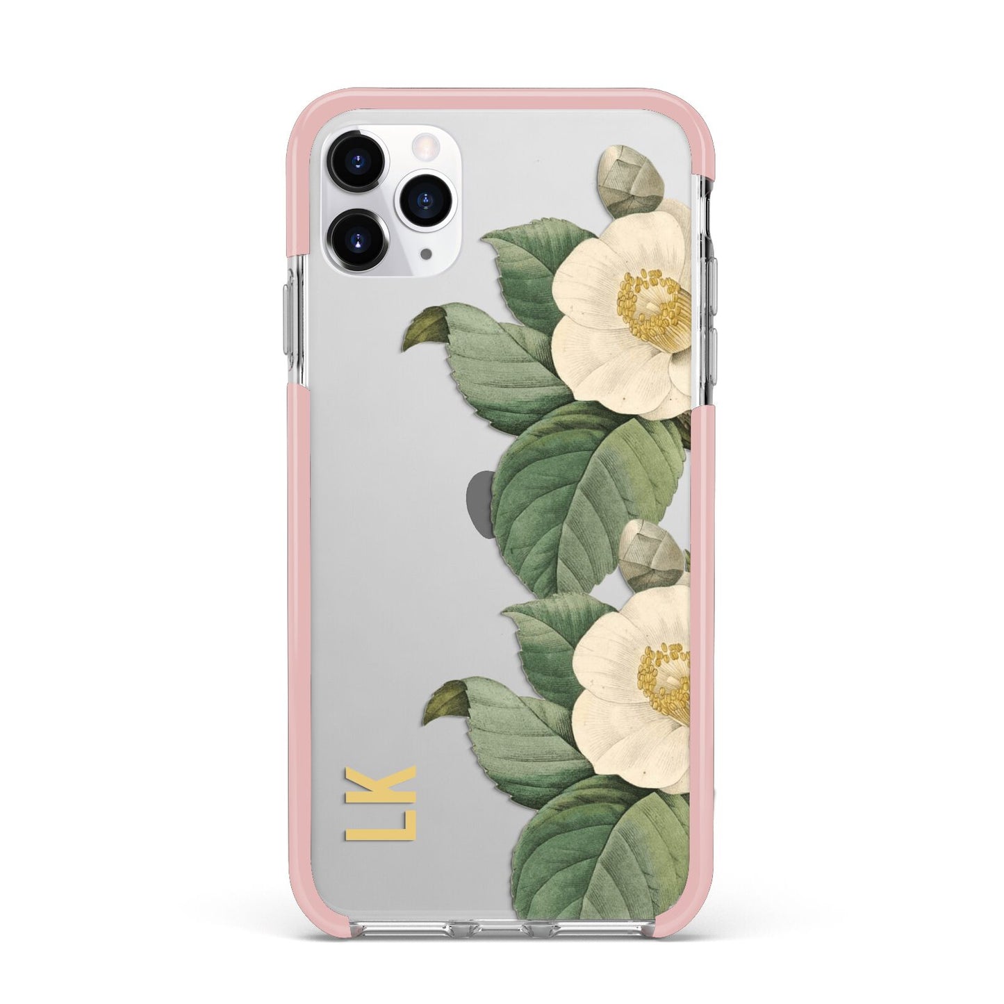 Vintage Flowers Personalised iPhone 11 Pro Max Impact Pink Edge Case