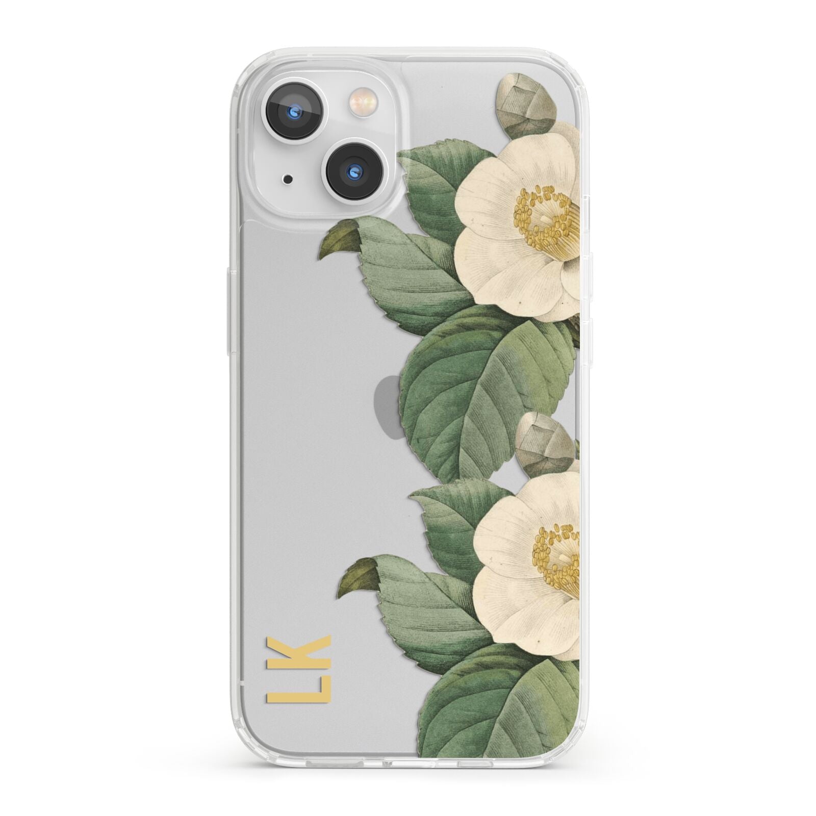 Vintage Flowers Personalised iPhone 13 Clear Bumper Case