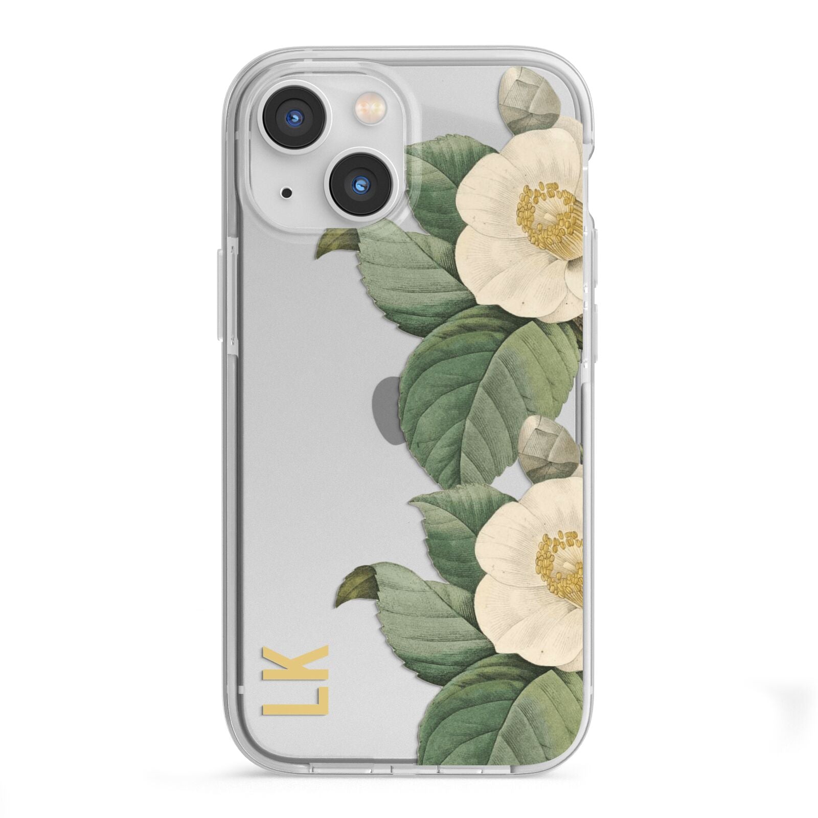 Vintage Flowers Personalised iPhone 13 Mini TPU Impact Case with White Edges