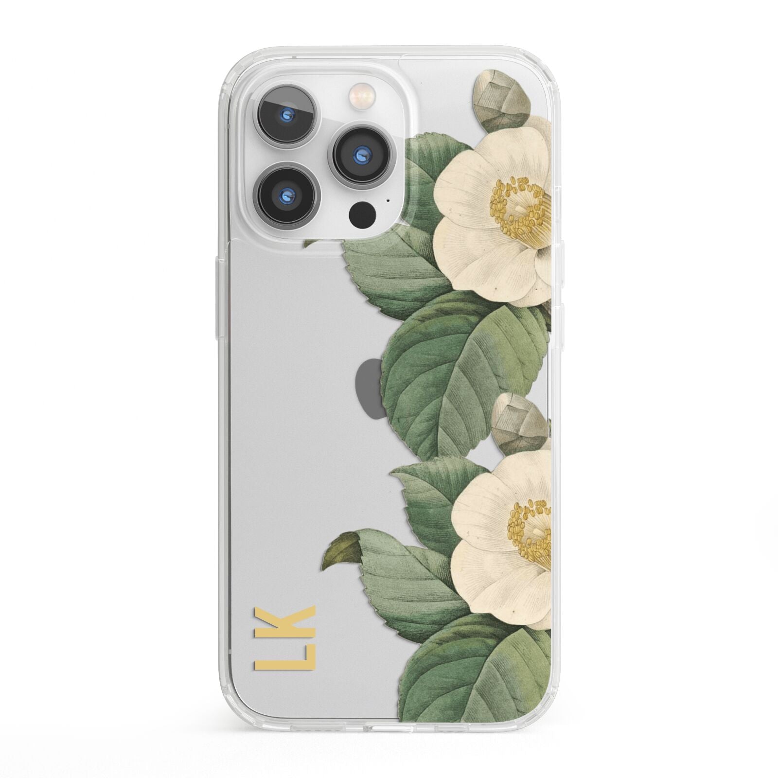 Vintage Flowers Personalised iPhone 13 Pro Clear Bumper Case