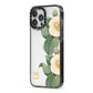 Vintage Flowers Personalised iPhone 13 Pro Max Black Impact Case Side Angle on Silver phone