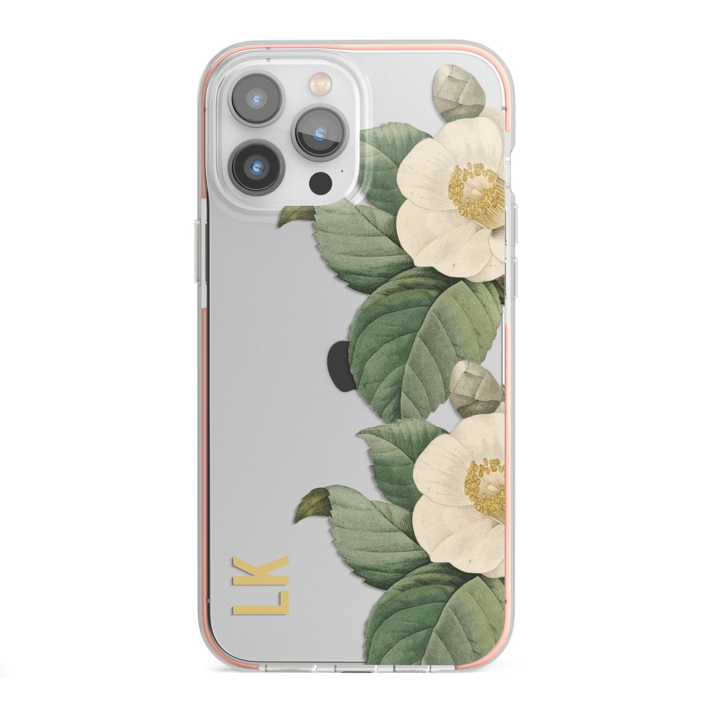 Vintage Flowers Personalised iPhone 13 Pro Max TPU Impact Case with Pink Edges