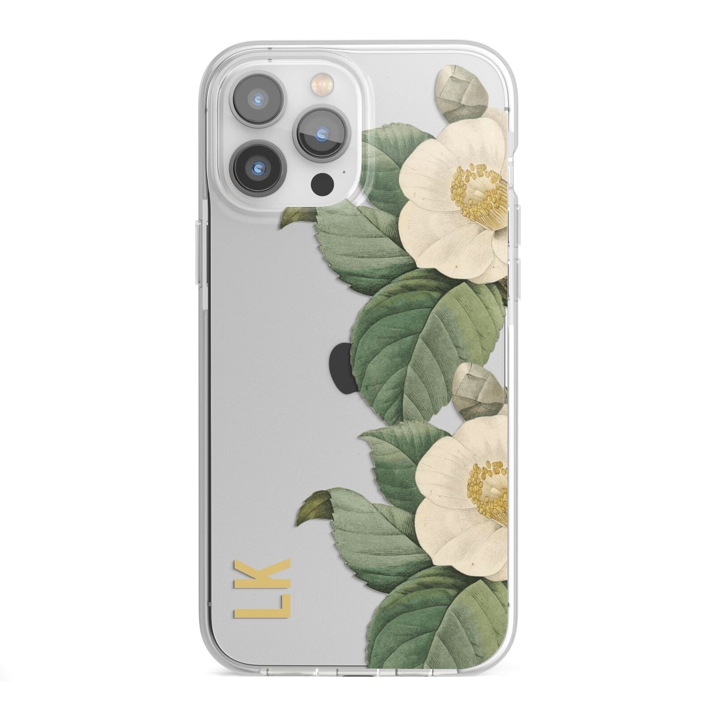 Vintage Flowers Personalised iPhone 13 Pro Max TPU Impact Case with White Edges