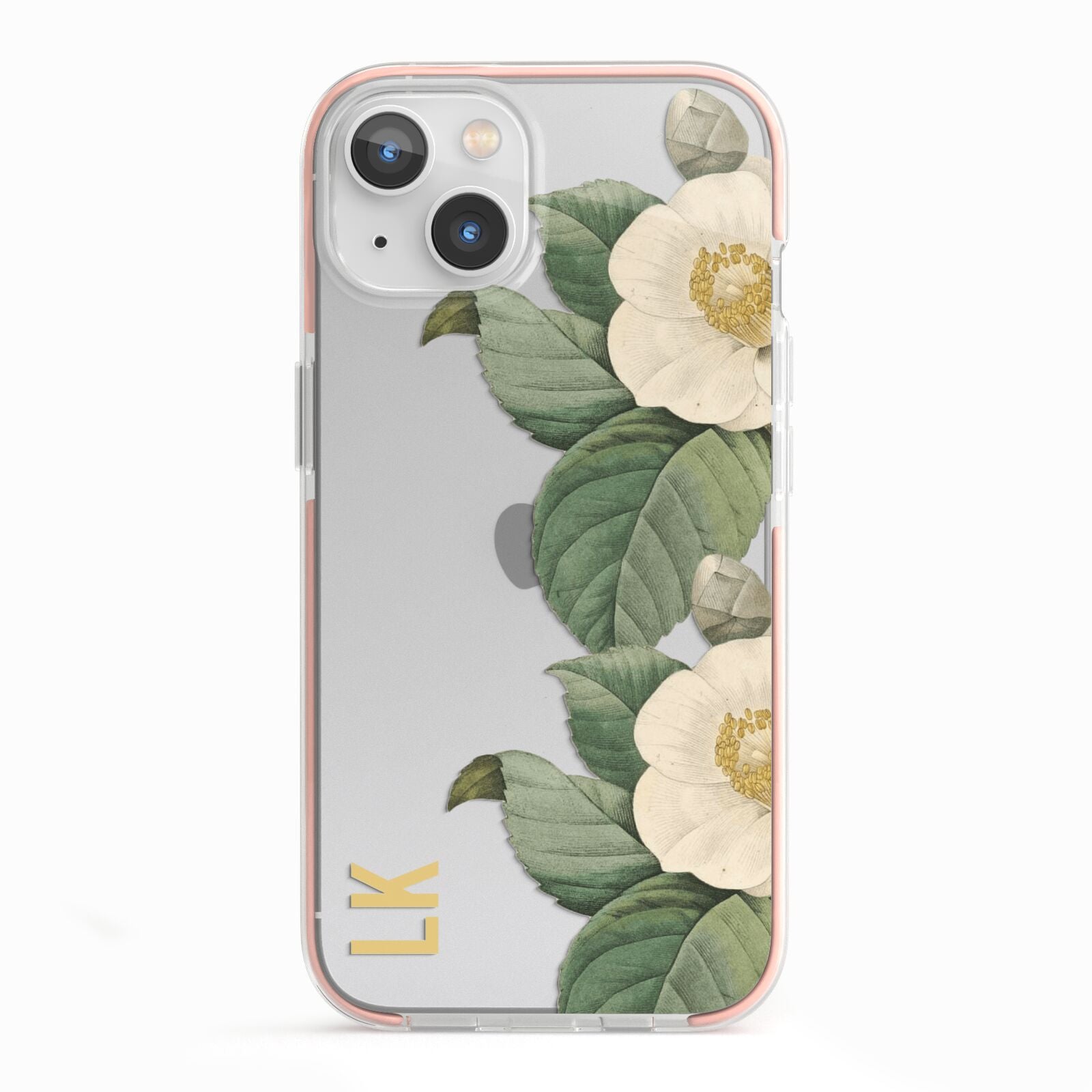 Vintage Flowers Personalised iPhone 13 TPU Impact Case with Pink Edges