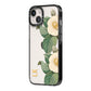 Vintage Flowers Personalised iPhone 14 Black Impact Case Side Angle on Silver phone