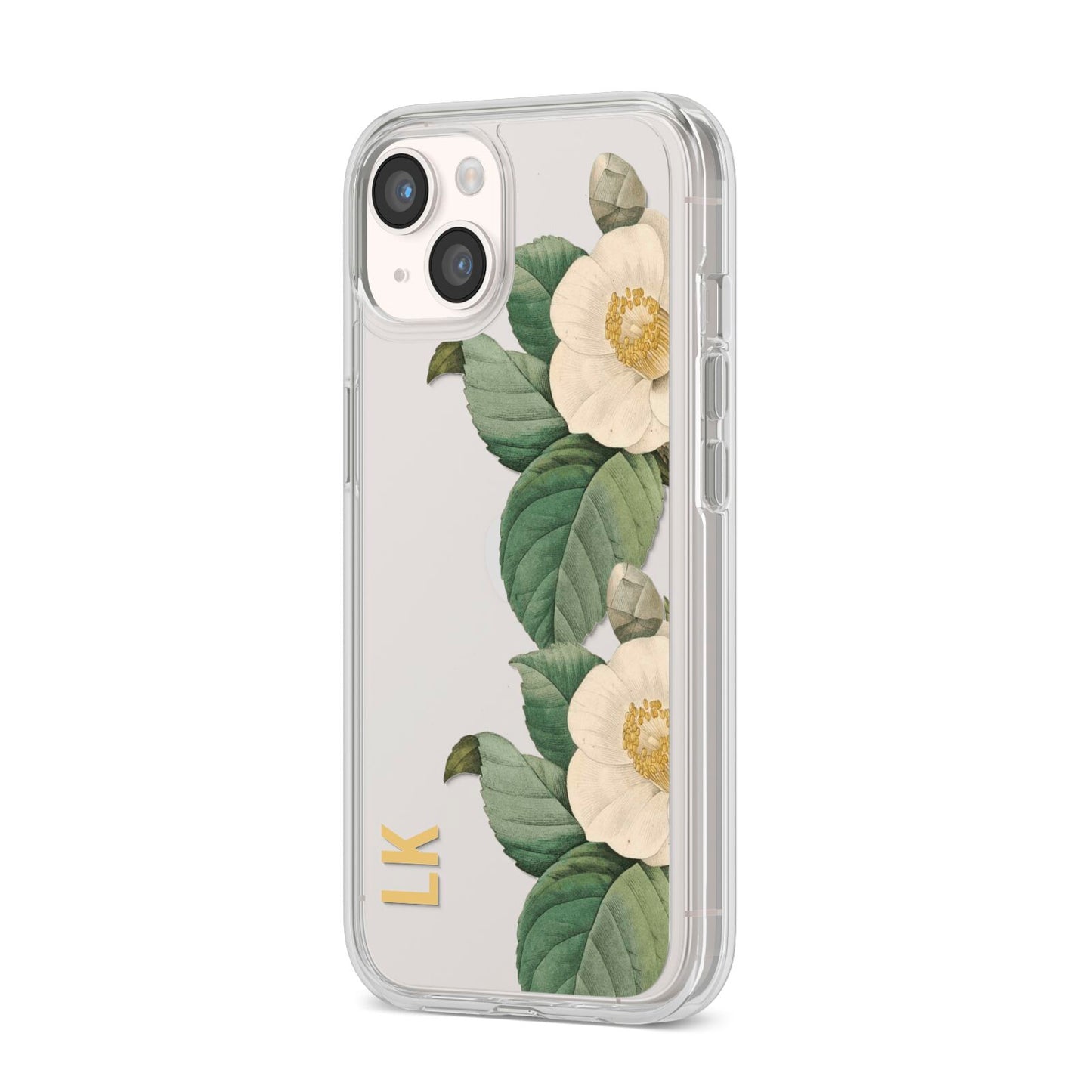 Vintage Flowers Personalised iPhone 14 Clear Tough Case Starlight Angled Image