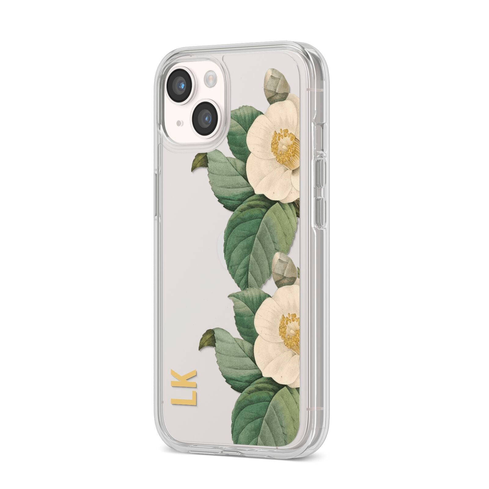 Vintage Flowers Personalised iPhone 14 Clear Tough Case Starlight Angled Image