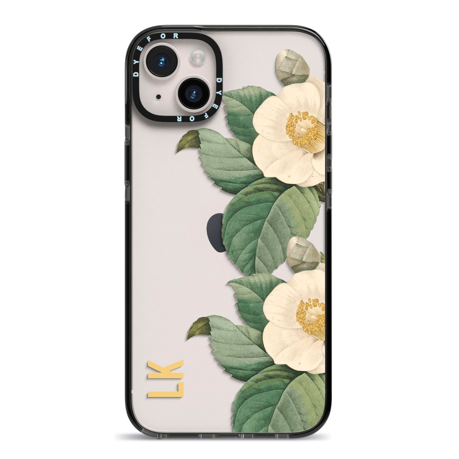 Vintage Flowers Personalised iPhone 14 Plus Black Impact Case on Silver phone