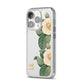 Vintage Flowers Personalised iPhone 14 Pro Clear Tough Case Silver Angled Image