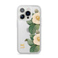 Vintage Flowers Personalised iPhone 14 Pro Clear Tough Case Silver