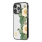 Vintage Flowers Personalised iPhone 14 Pro Max Black Impact Case Side Angle on Silver phone