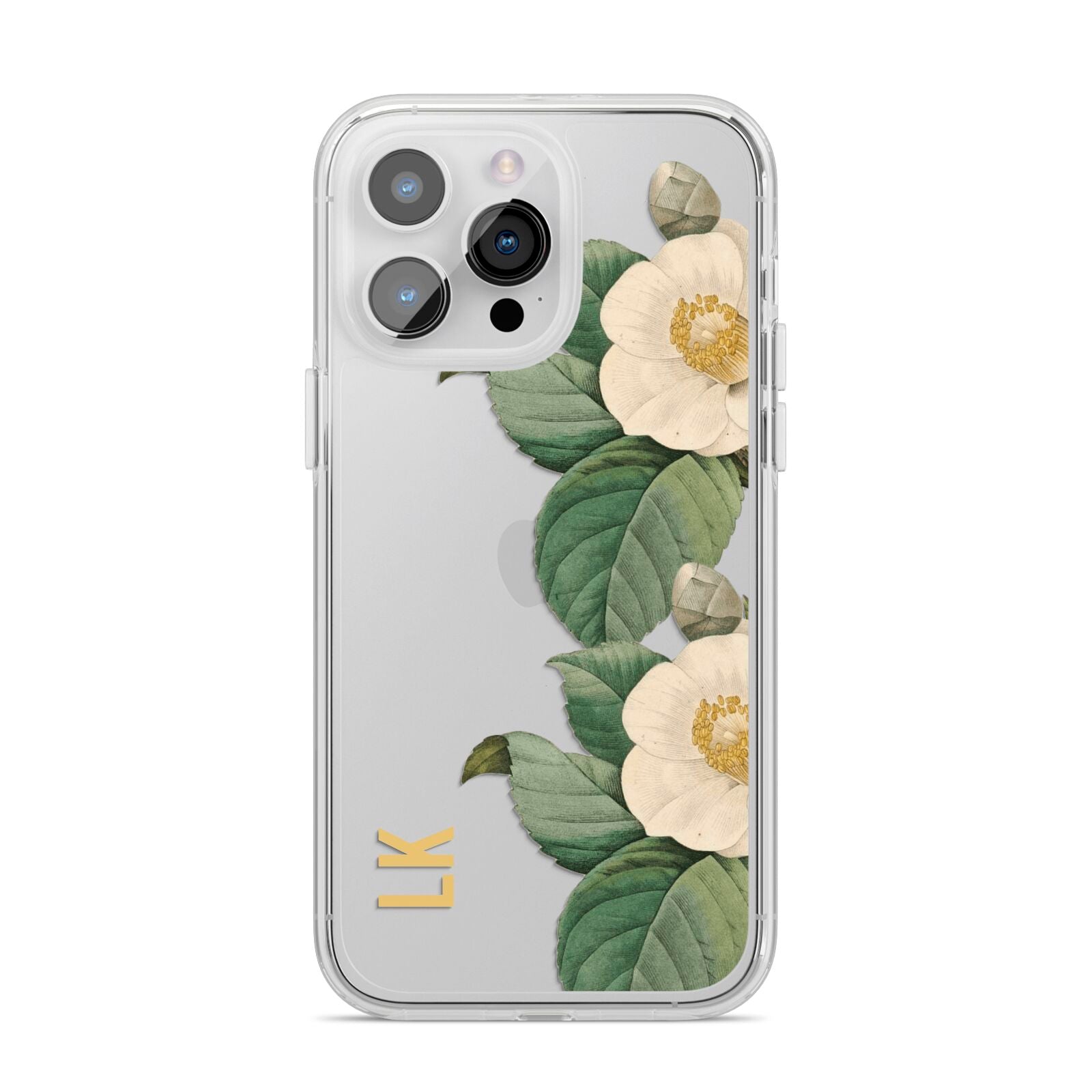 Vintage Flowers Personalised iPhone 14 Pro Max Clear Tough Case Silver