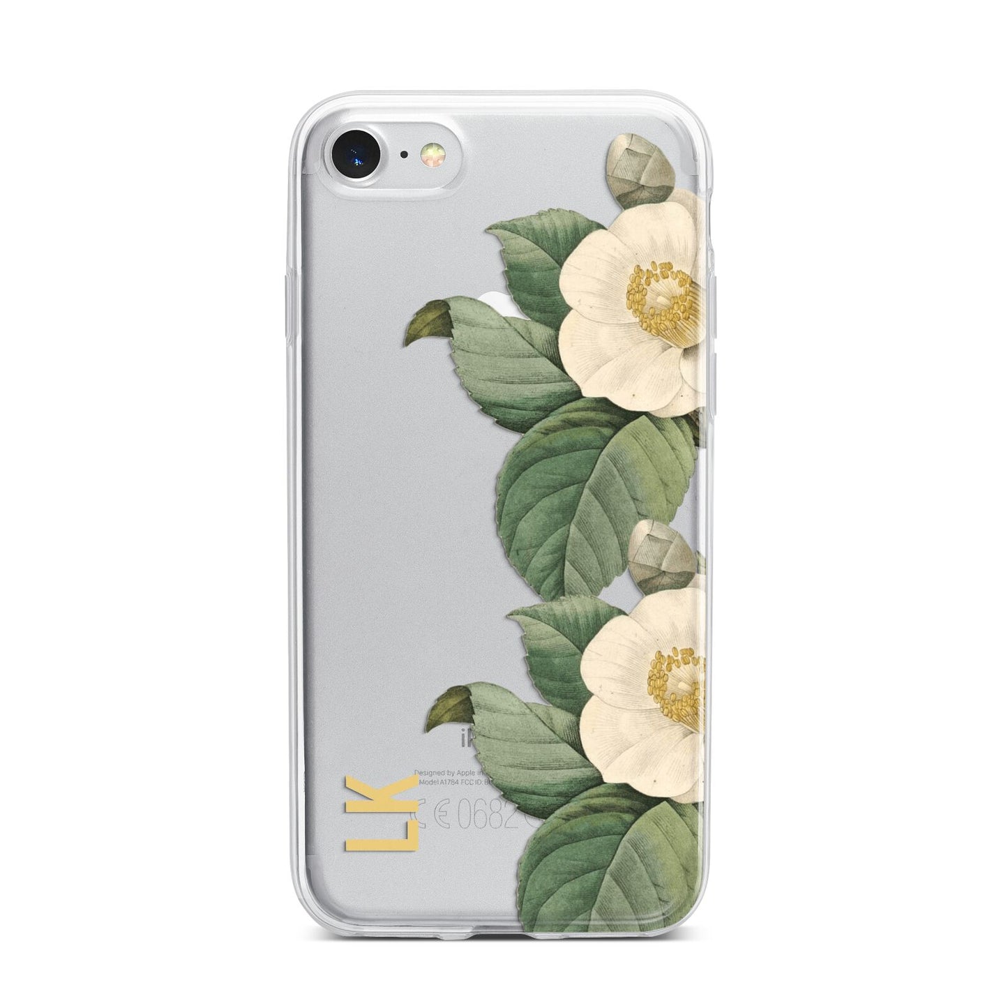 Vintage Flowers Personalised iPhone 7 Bumper Case on Silver iPhone