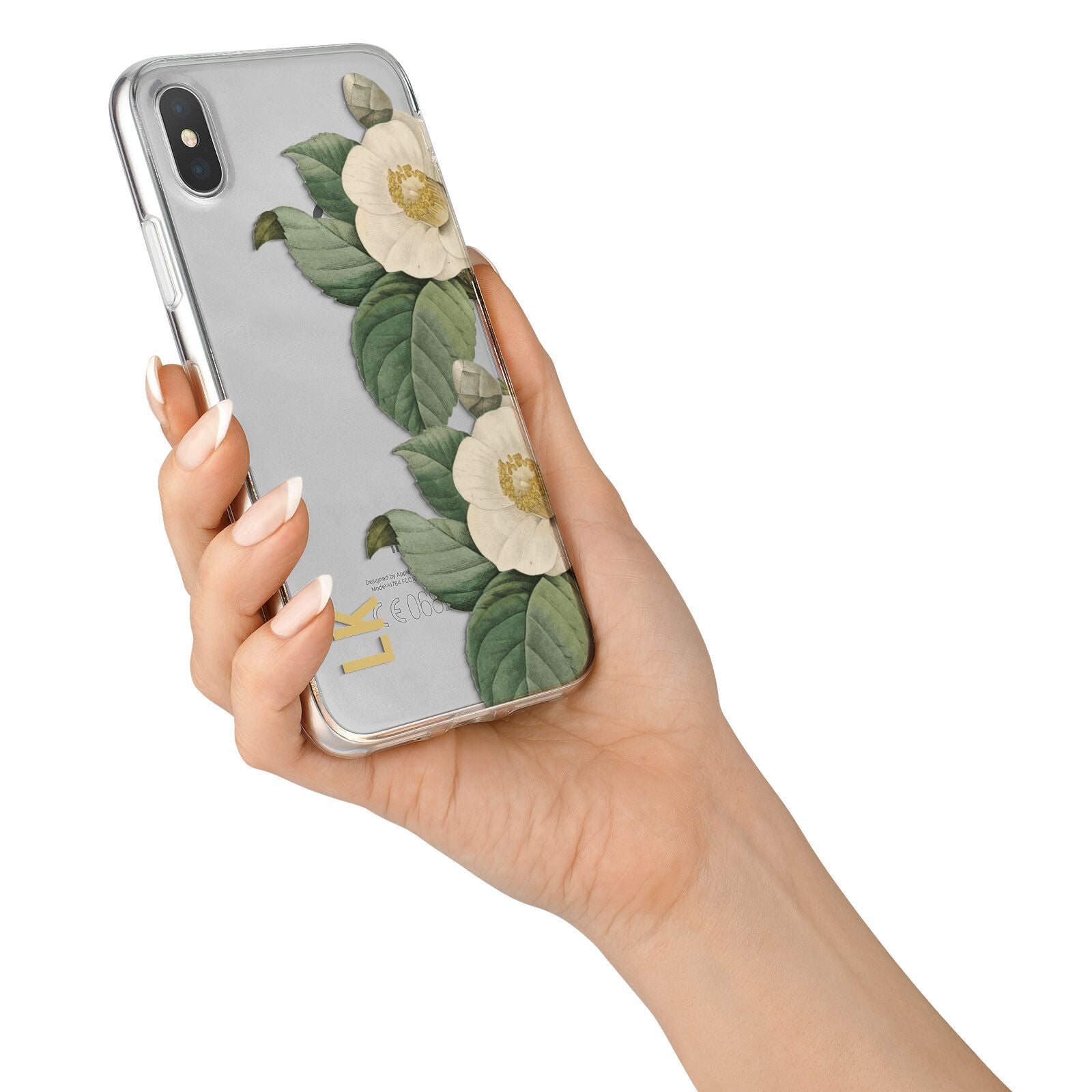 Vintage Flowers Personalised iPhone X Bumper Case on Silver iPhone Alternative Image 2