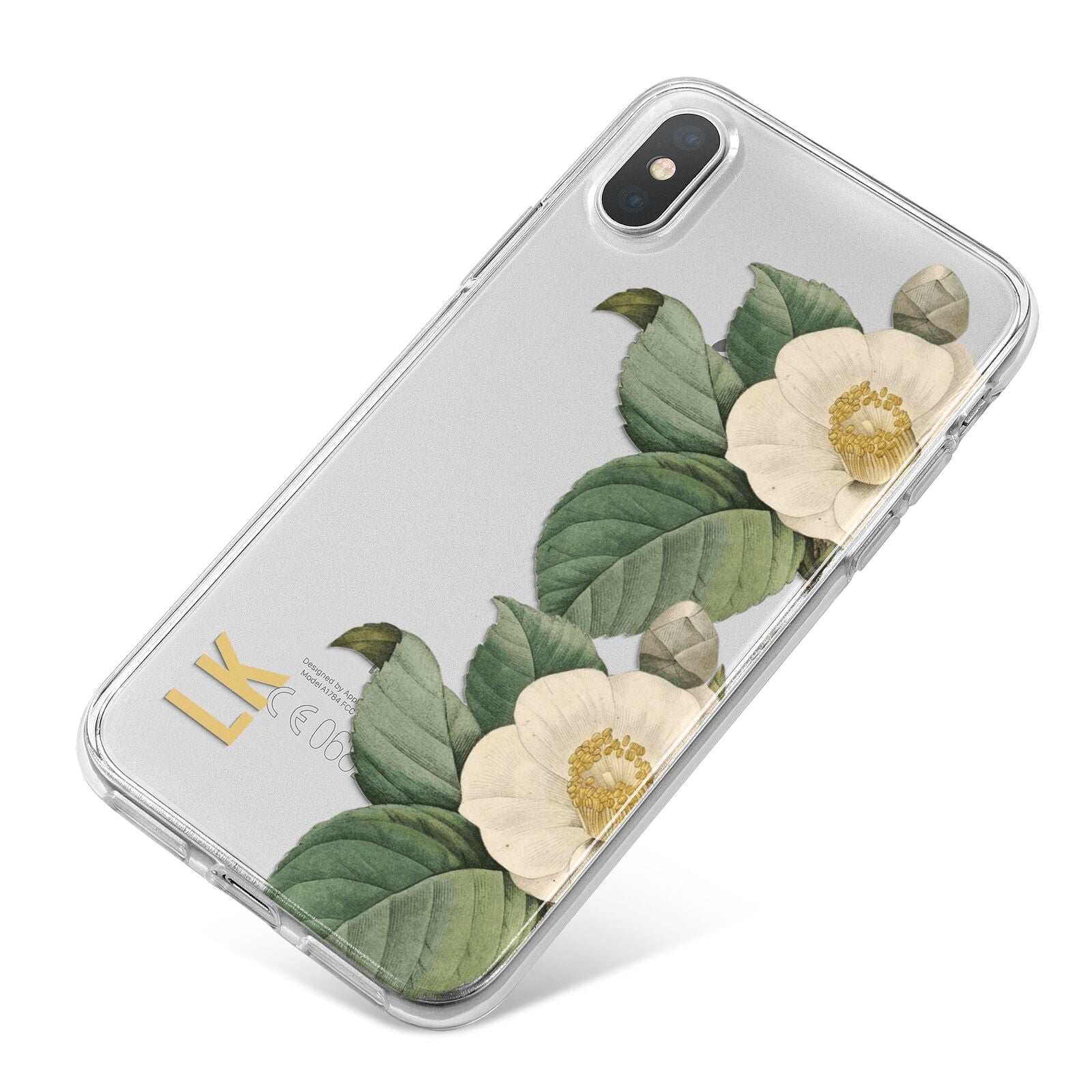 Vintage Flowers Personalised iPhone X Bumper Case on Silver iPhone