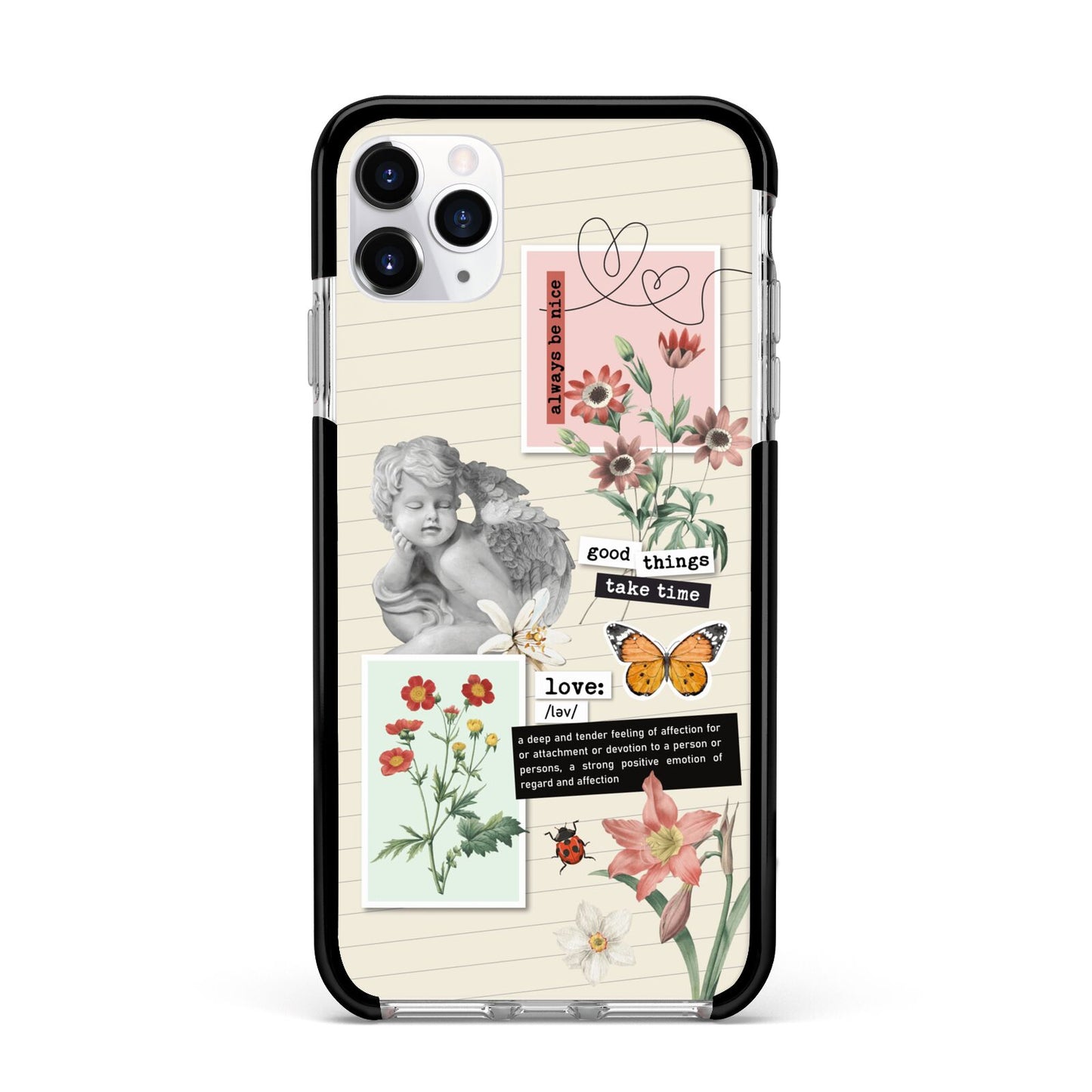 Vintage Love Collage Apple iPhone 11 Pro Max in Silver with Black Impact Case