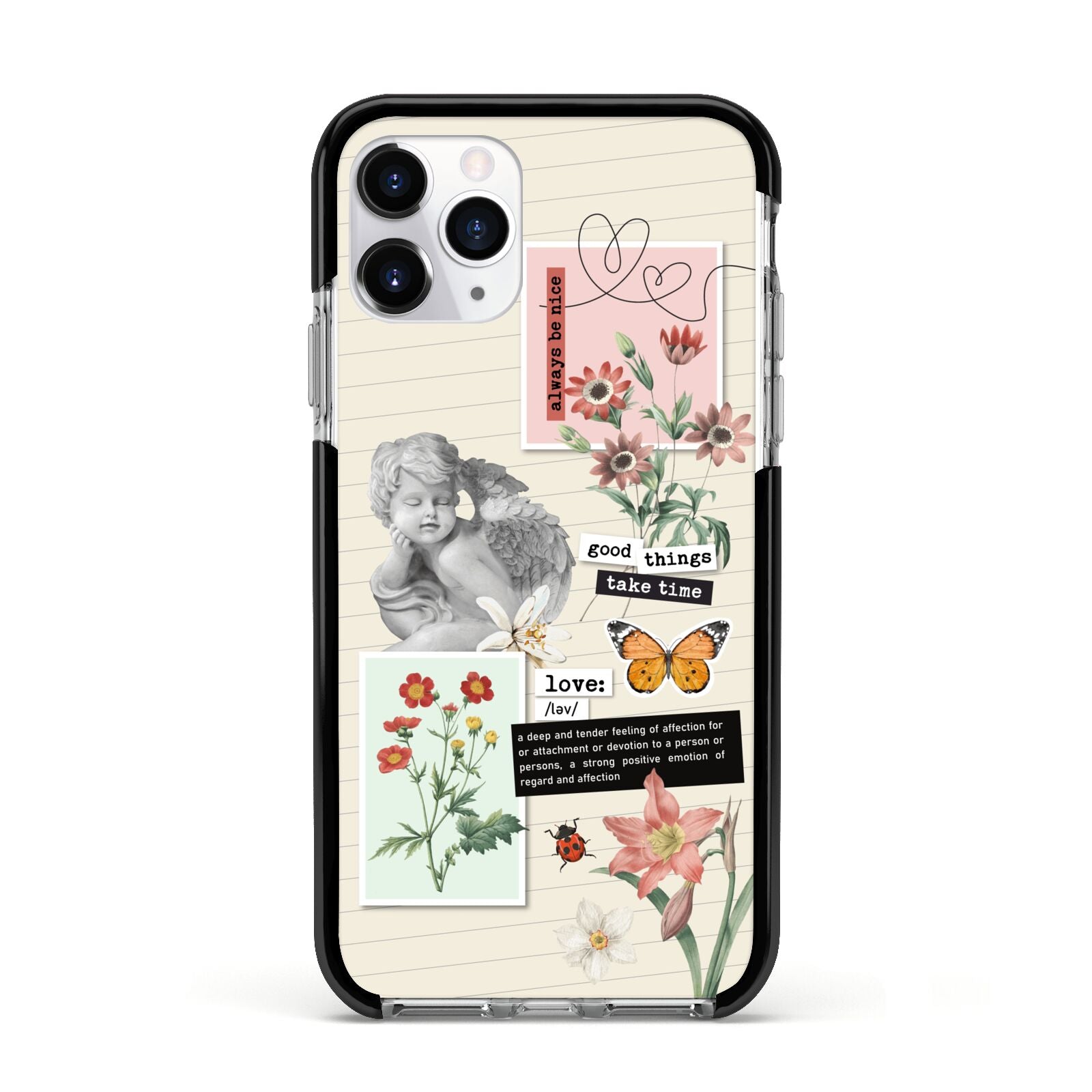 Vintage Love Collage Apple iPhone 11 Pro in Silver with Black Impact Case