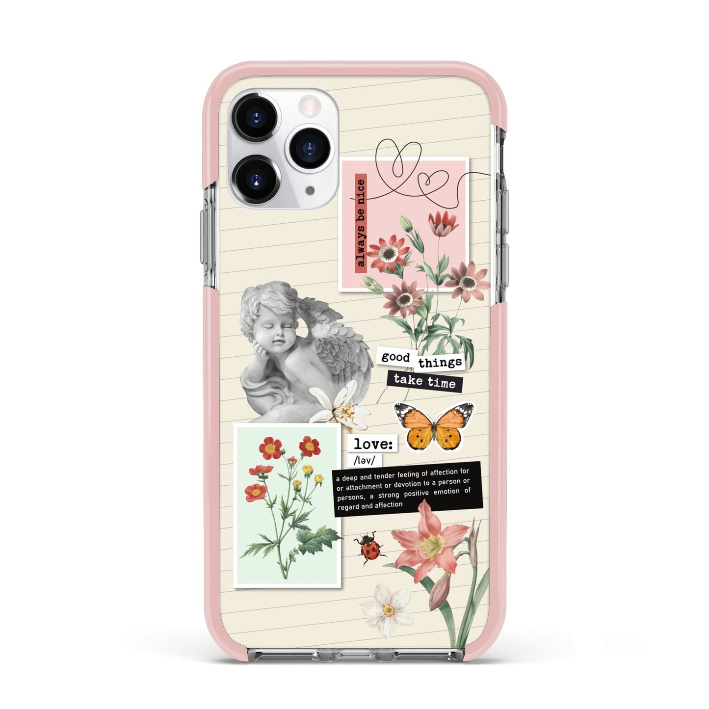 Vintage Love Collage Apple iPhone 11 Pro in Silver with Pink Impact Case