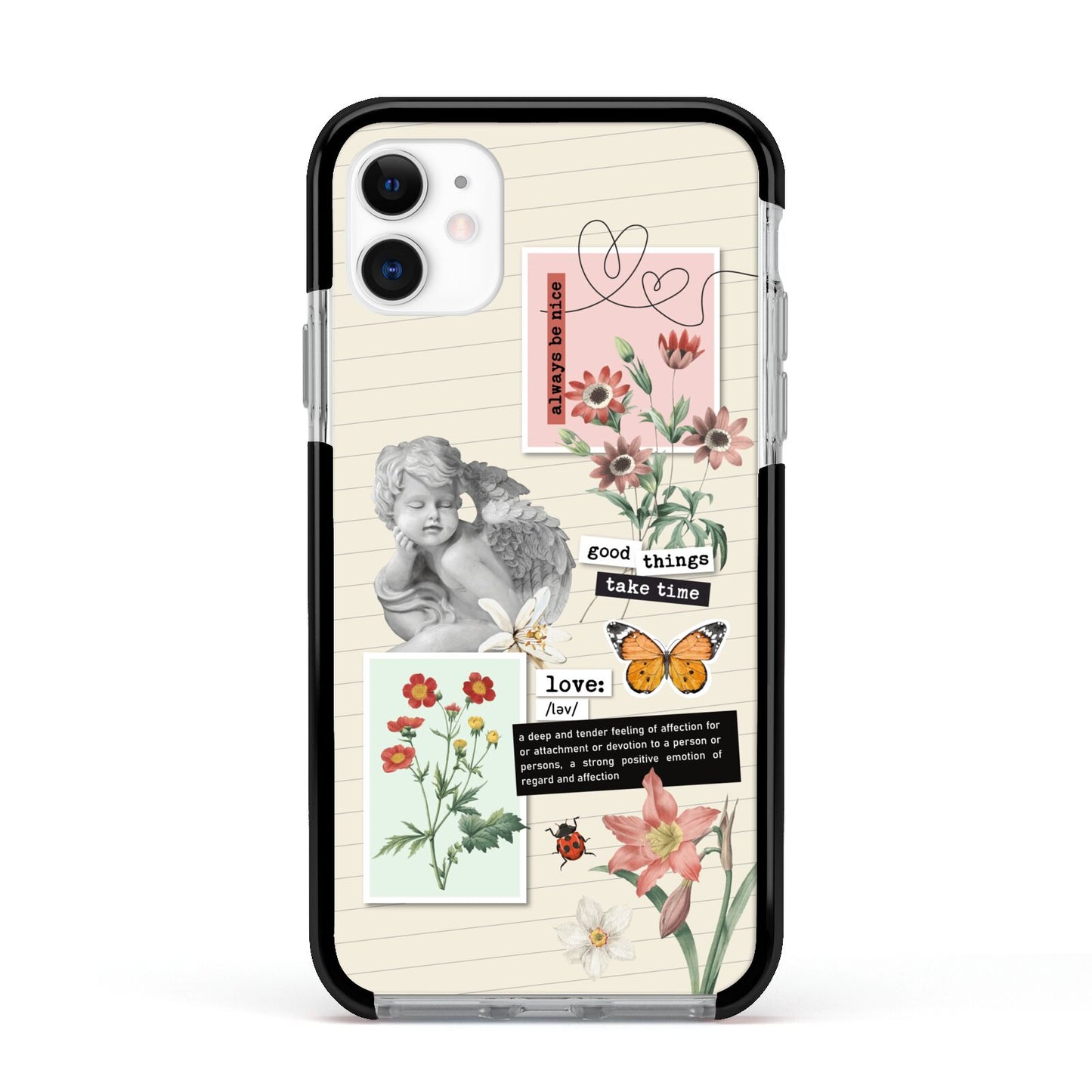 Vintage Love Collage Apple iPhone 11 in White with Black Impact Case