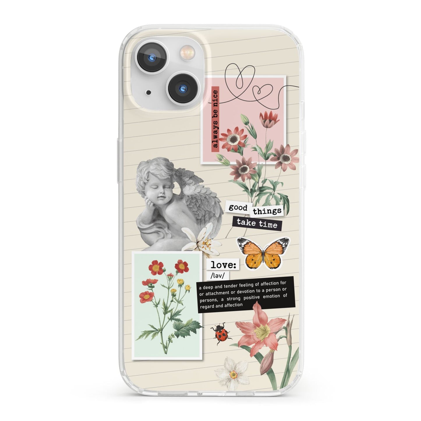 Vintage Love Collage iPhone 13 Clear Bumper Case