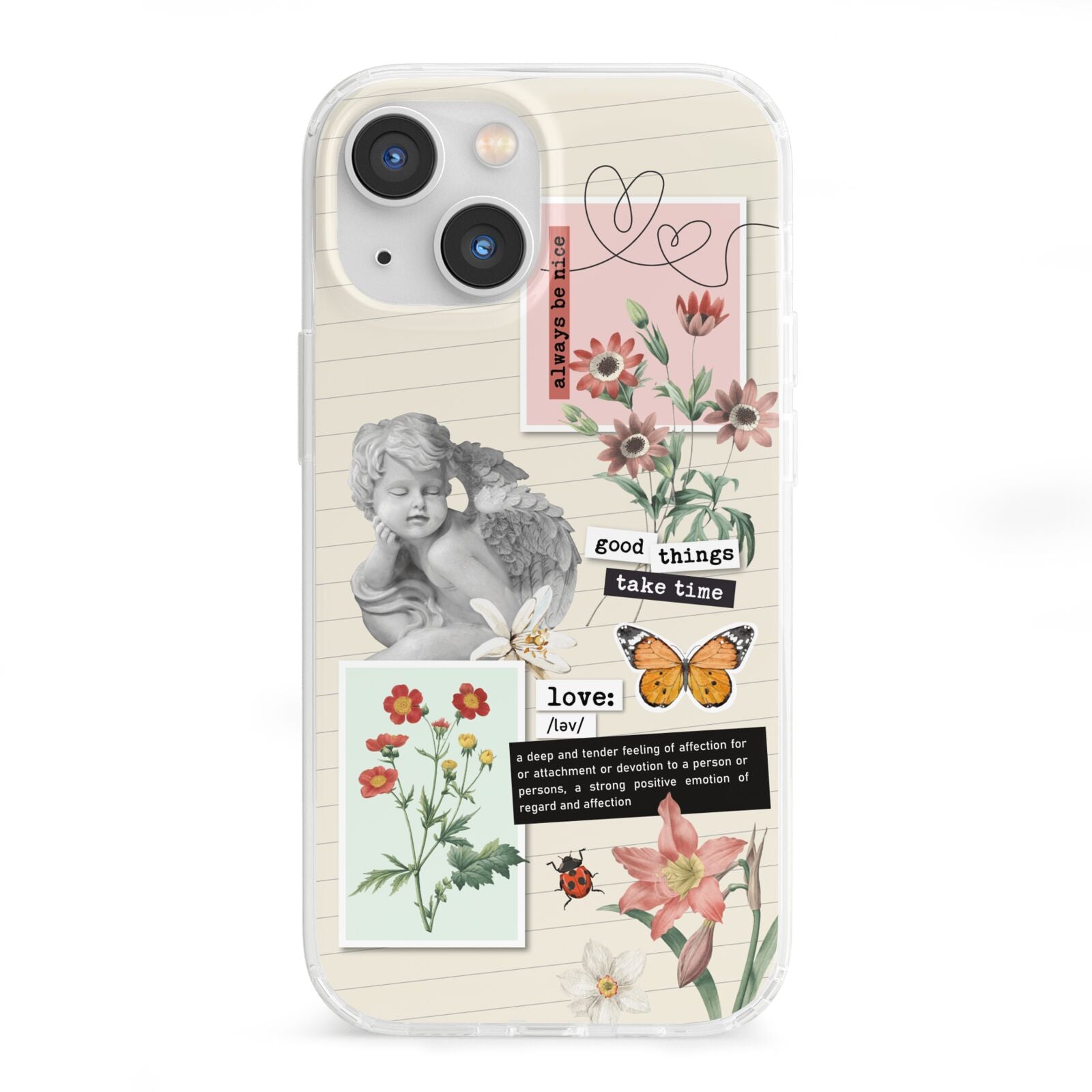 Vintage Love Collage iPhone 13 Mini Clear Bumper Case