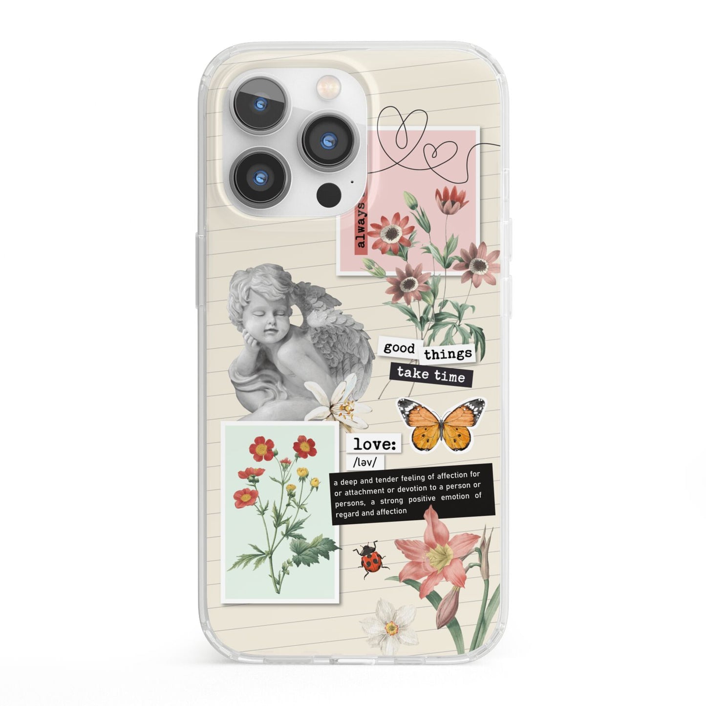 Vintage Love Collage iPhone 13 Pro Clear Bumper Case