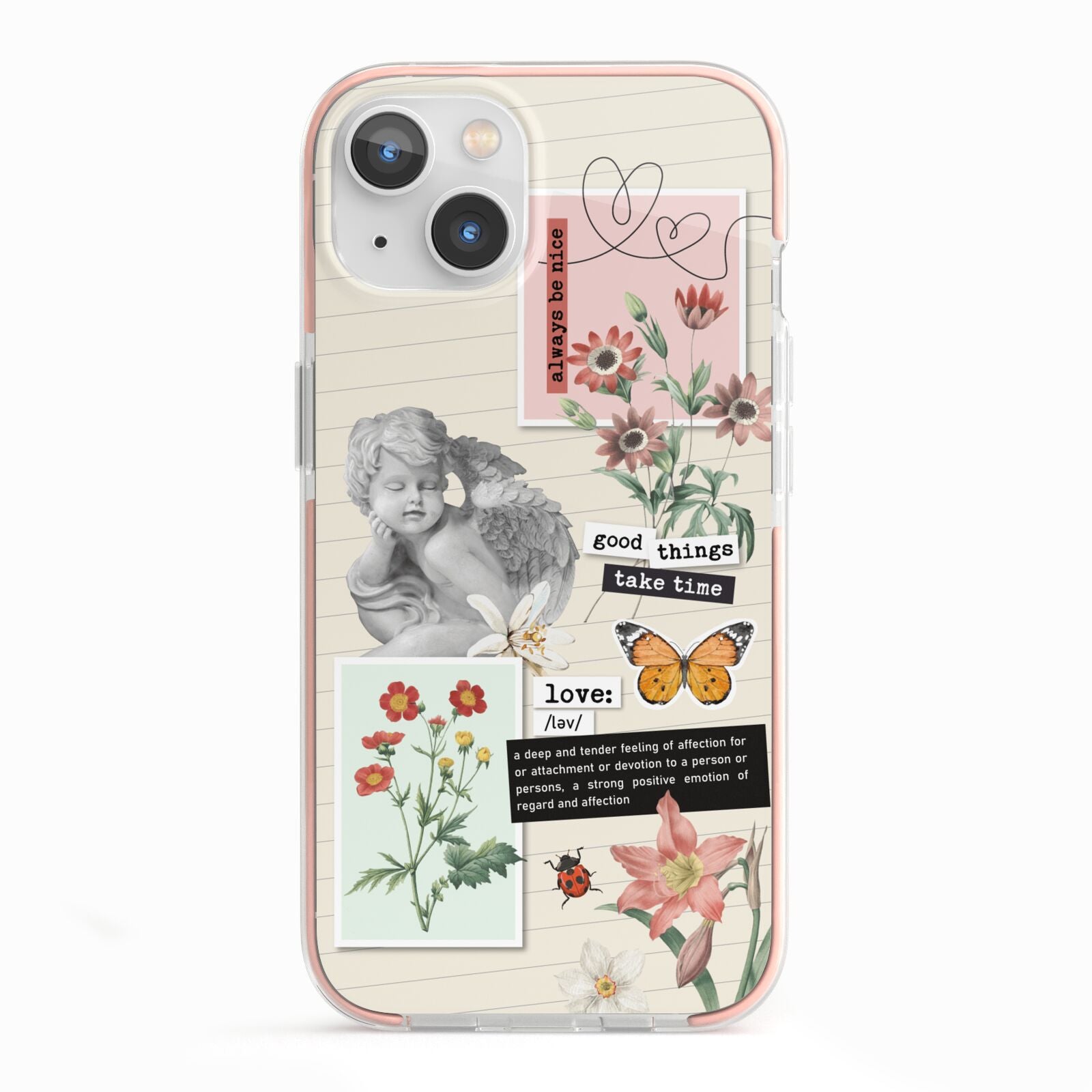 Vintage Love Collage iPhone 13 TPU Impact Case with Pink Edges