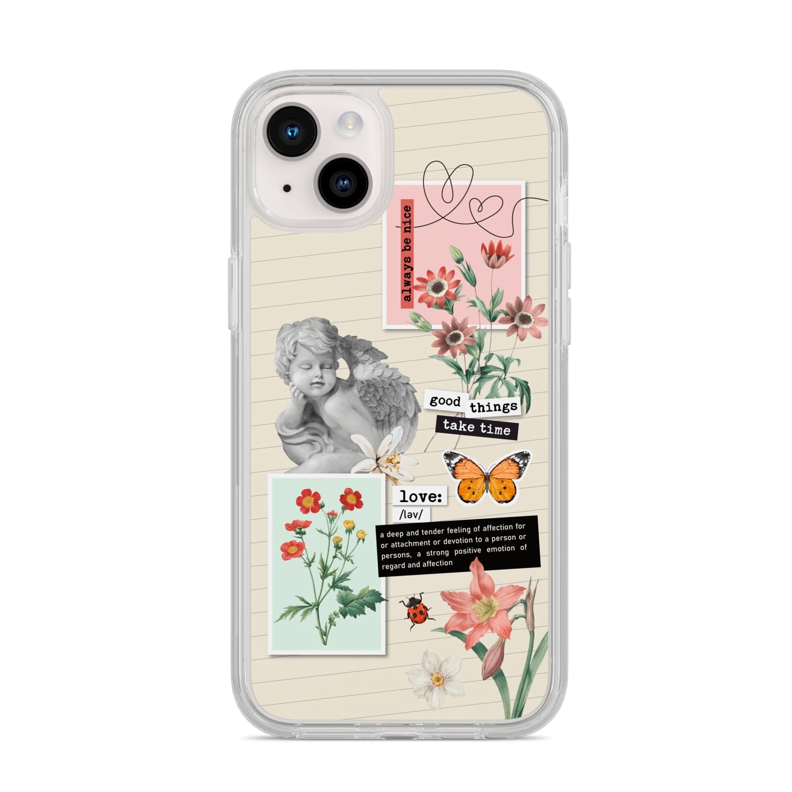 Vintage Love Collage iPhone 14 Plus Clear Tough Case Starlight