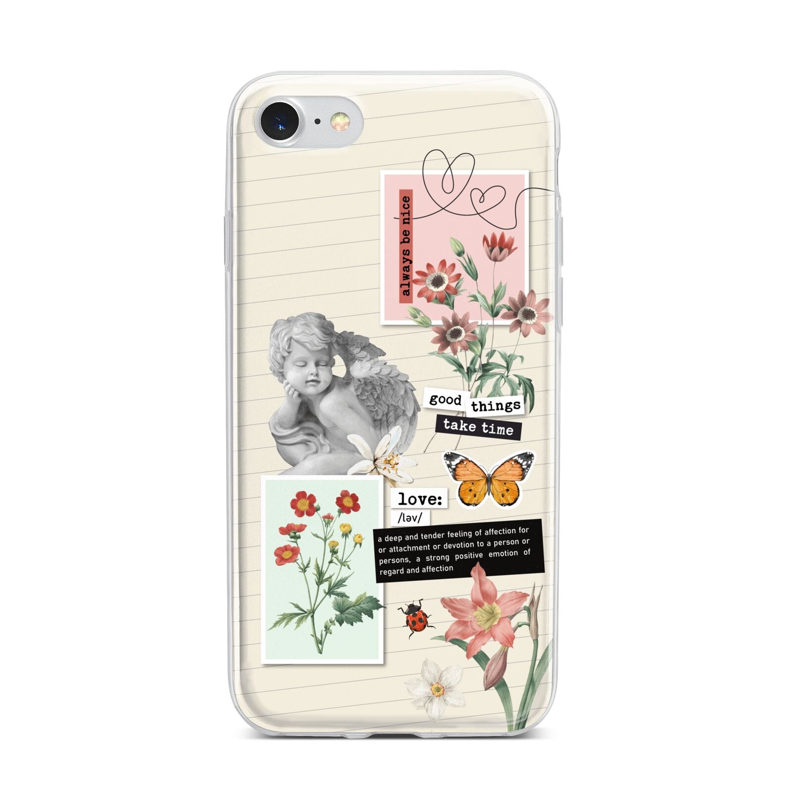 Vintage Love Collage iPhone 7 Bumper Case on Silver iPhone