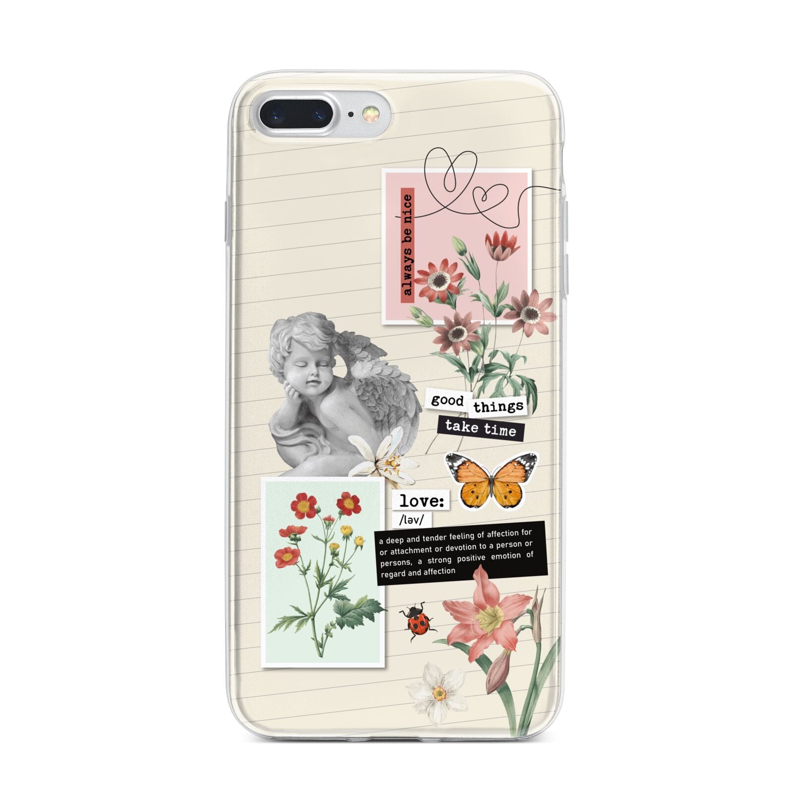 Vintage Love Collage iPhone 7 Plus Bumper Case on Silver iPhone