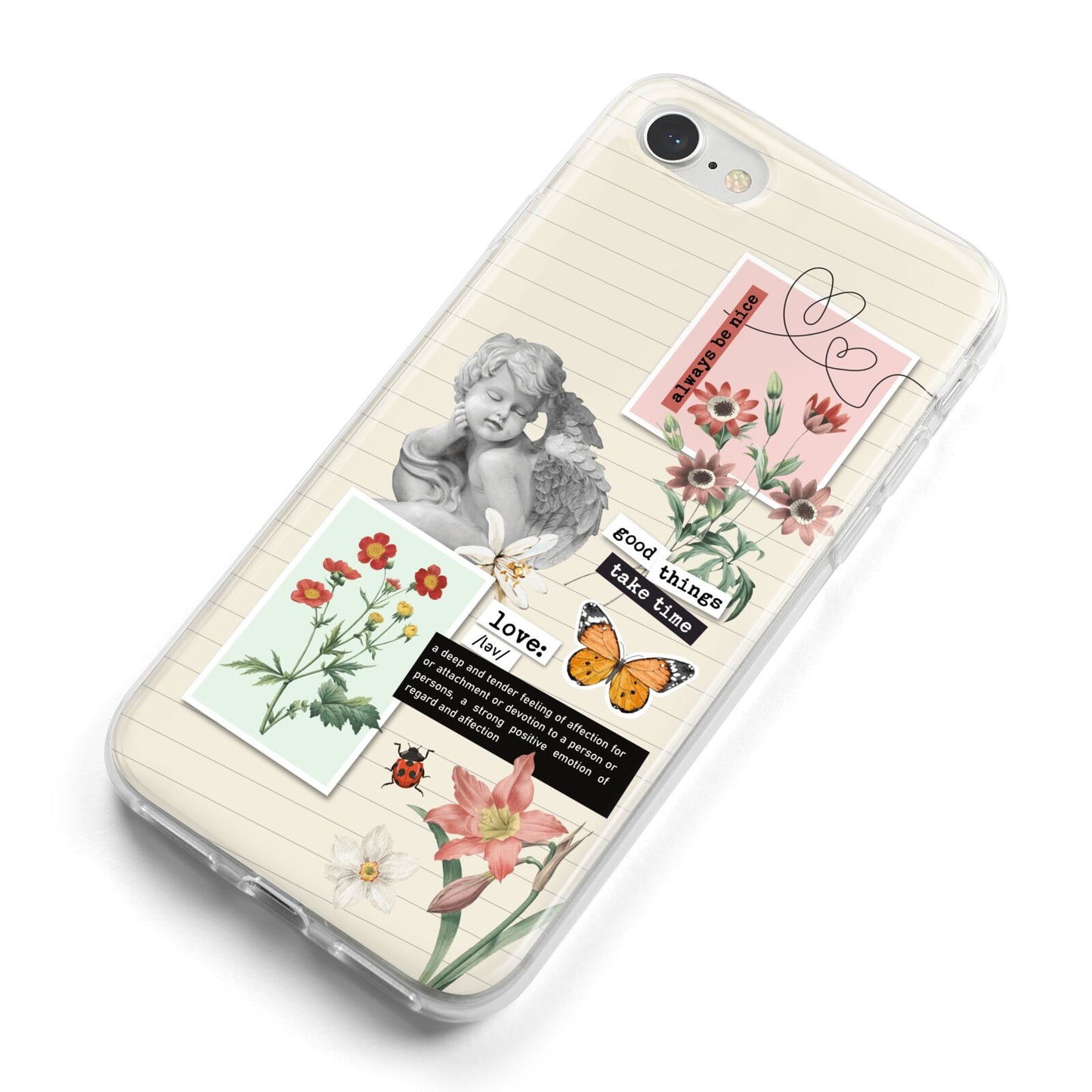 Vintage Love Collage iPhone 8 Bumper Case on Silver iPhone Alternative Image