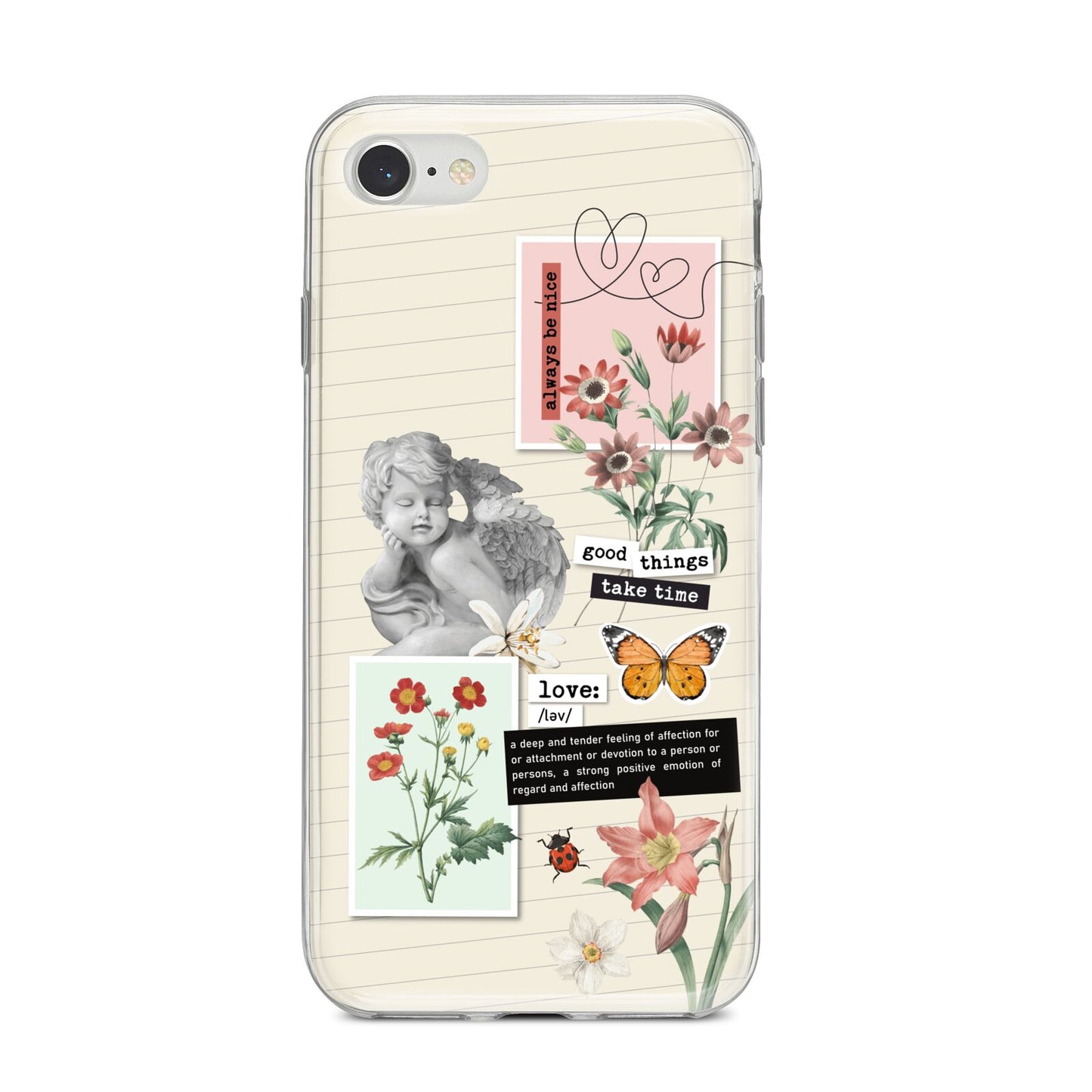 Vintage Love Collage iPhone 8 Bumper Case on Silver iPhone