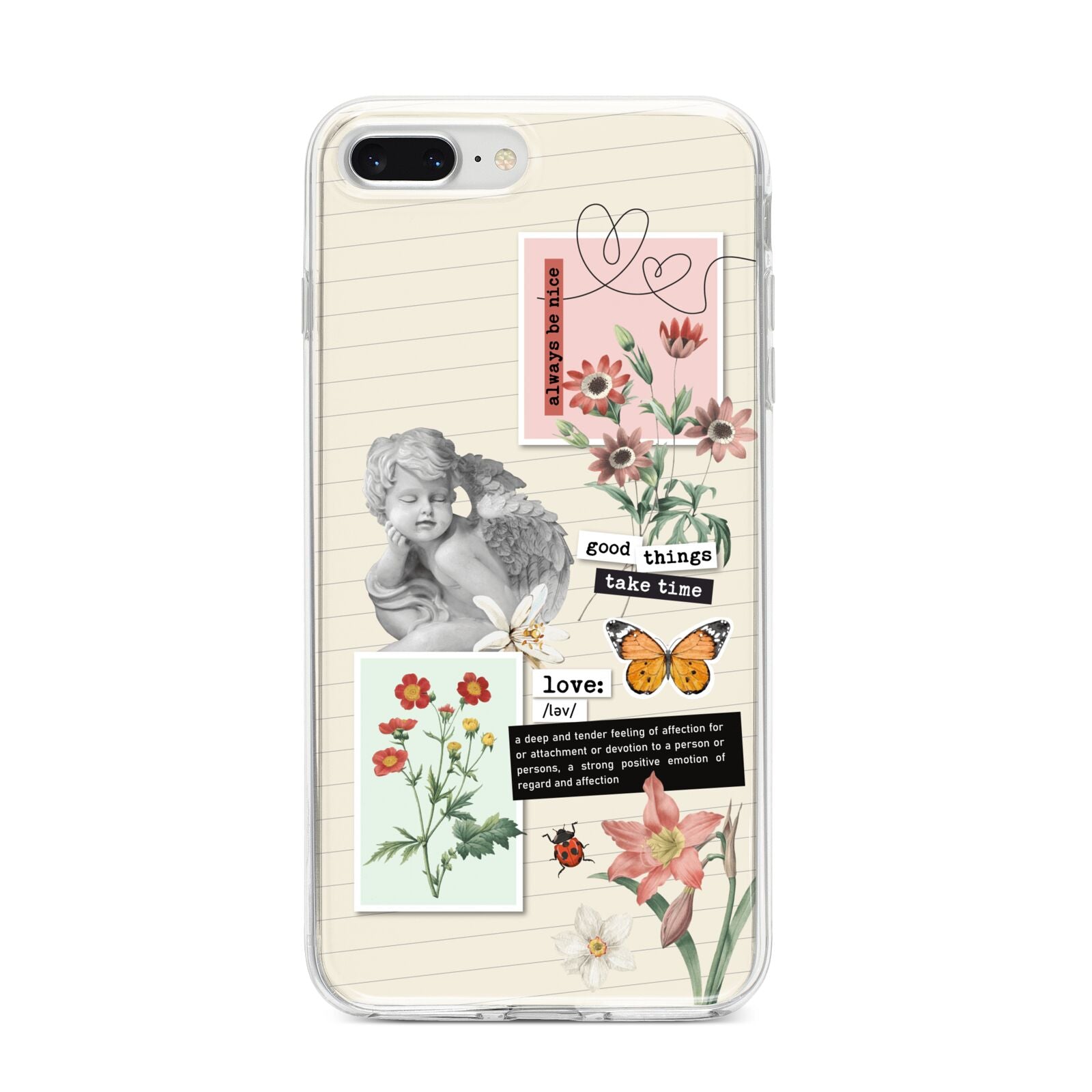 Vintage Love Collage iPhone 8 Plus Bumper Case on Silver iPhone