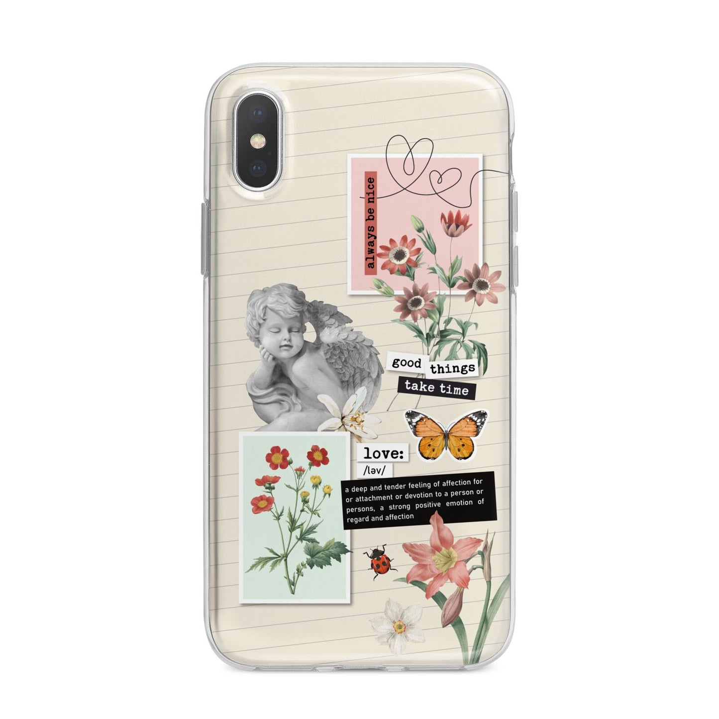 Vintage Love Collage iPhone X Bumper Case on Silver iPhone Alternative Image 1