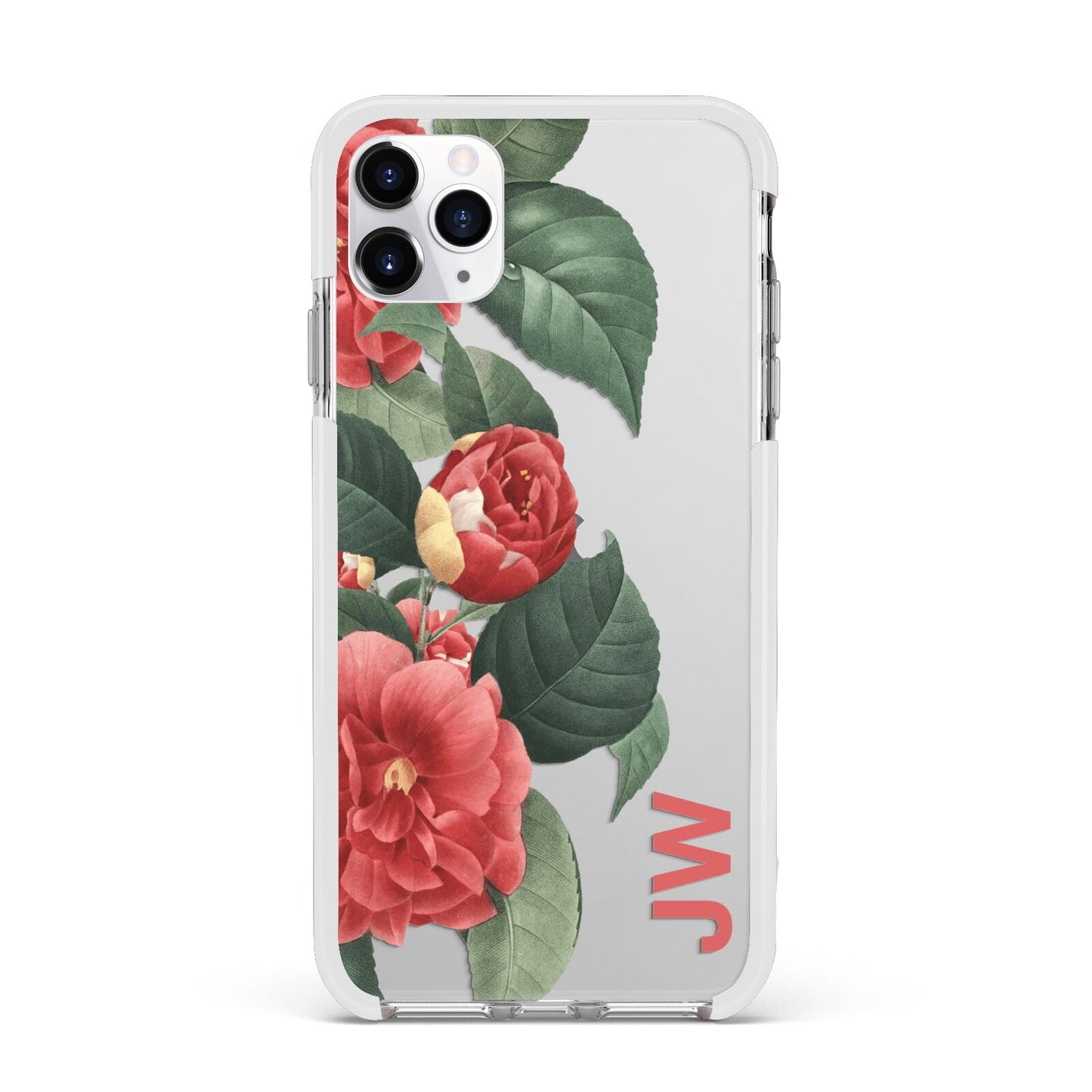 Vintage Personalised Flowers Apple iPhone 11 Pro Max in Silver with White Impact Case