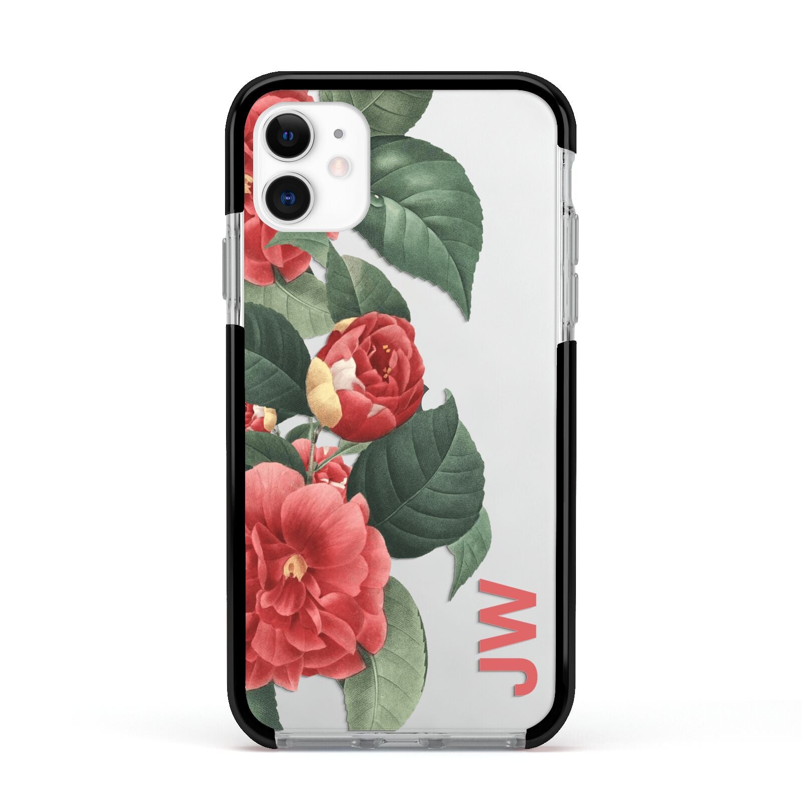 Vintage Personalised Flowers Apple iPhone 11 in White with Black Impact Case